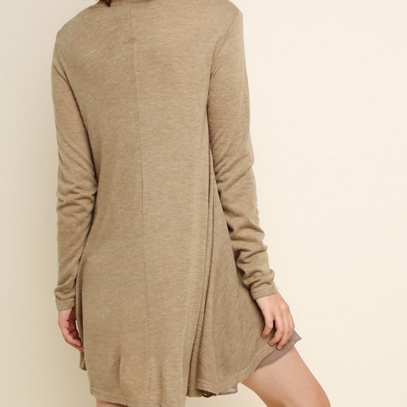 Tan Umgee Womens Dress Heathered Long Sleeve - Picture 3 of 5